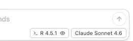 Session context toggle in the status bar showing language and eye icon